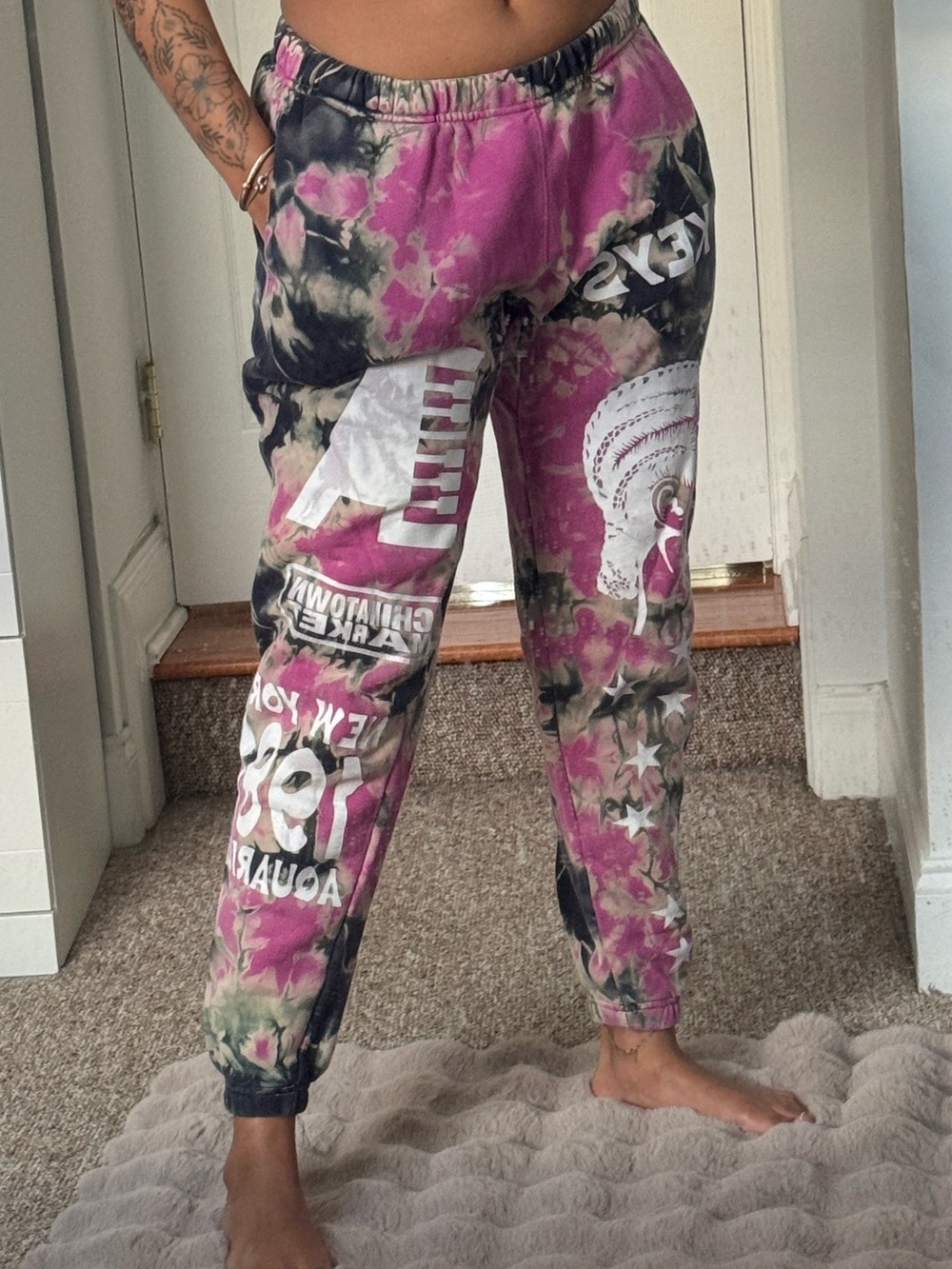 Tie-Dye Pink & Black Graphic Joggers
